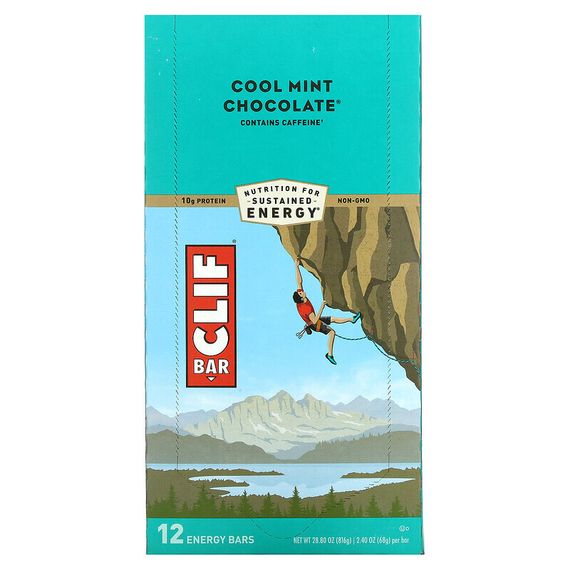 Clif Bar, Energy Bar, прохладный мятный шоколад, 12 батончиков, 68 г (2,40 унции) каждый