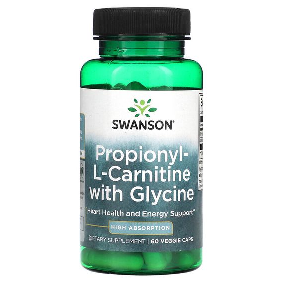 Swanson, Пропионил-L-карнитин с глицином, 60 растительных капсул