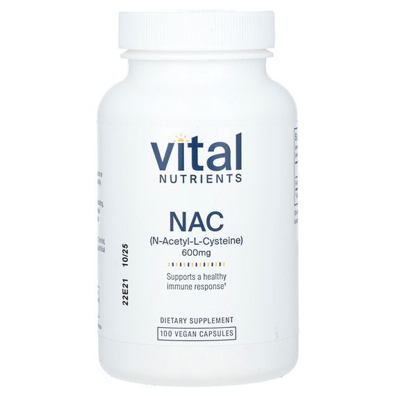 Vital Nutrients, N-ацетил-L-цистеин, 600 мг, 100 вегетарианских капсул