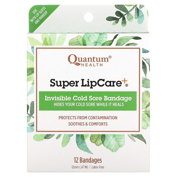 Quantum Health, Super LipCare +, невидимые значки при герпесе, 12 повязок