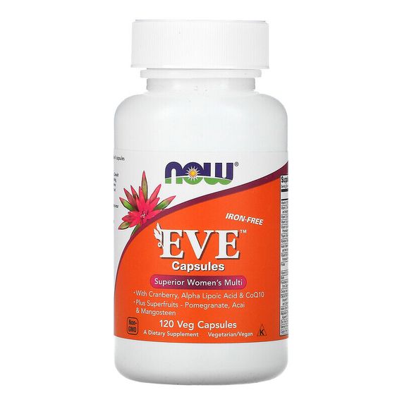 NOW Foods, Eve, эффективные мультивитамины для женщин, без железа, 120 растительных капсул