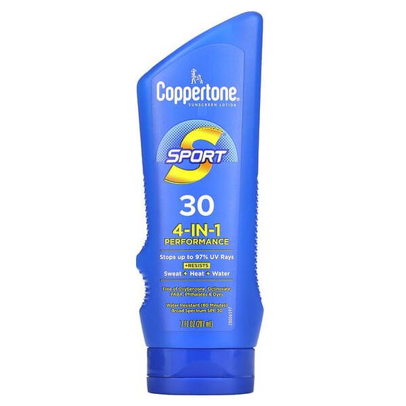 Coppertone, Sport, солнцезащитный лосьон, эффективность 4-в-1, SPF 30, 207 мл (7 жидк. Унций)