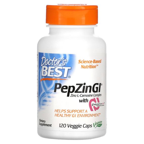Doctor&#39;s Best, PepZin GI, комплекс цинк-L-карнозина, 120 вегетарианских капсул