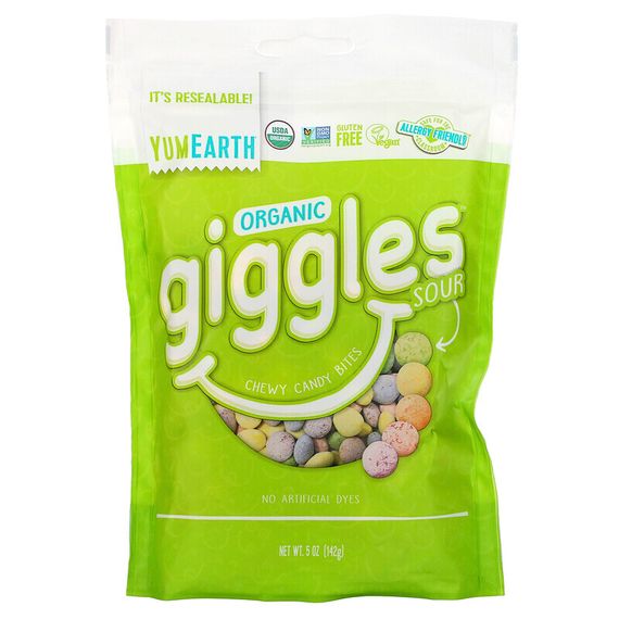 YumEarth, Organic Giggles, органические конфеты, кислые, 142 г (5 унций)