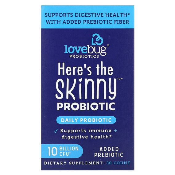LoveBug Probiotics, Here&#39;s The Skinny, пробиотик, 10 млрд КОЕ, 30 капсул
