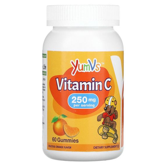 YumV&#39;s, Kids, Vitamin C, Delicious Orange, 250 mg, 60 Gummies