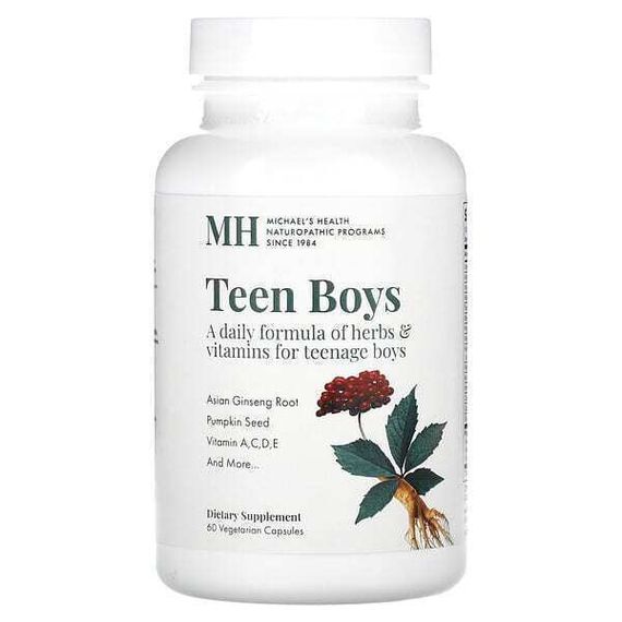 Michael&#39;s Naturopathic, Teen Boys Caps, капсулы для мальчиков-подростков, мультивитамины для ежедневного приема, 60 вегетарианских капсул