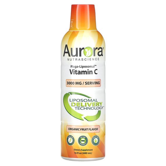 Aurora Nutrascience, Mega-Liposomal Vitamin C, органический фруктовый вкус, 3000 мг, 480 мл (16 жидк. унций)