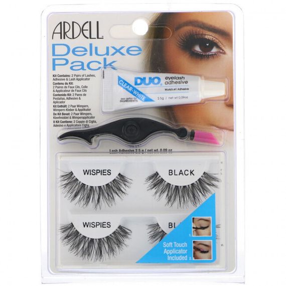 Ardell, Deluxe Pack, Wispies Lashes with Applicator and Eyelash Adhesive, 1 Set