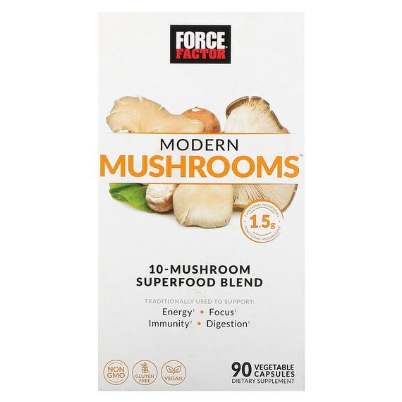 Force Factor, Современные грибы, 90 растительных капсул