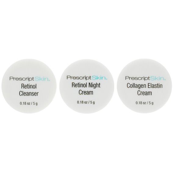 PrescriptSkin, набор пробников с ретинолом, 3 профессиональных средства с антивозрастным эффектом, 3 баночки по 5 г (0,18 унции)