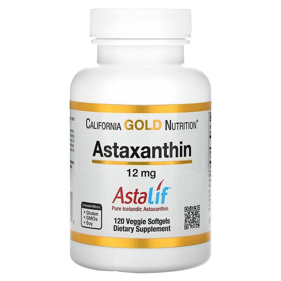 California Gold Nutrition, Astalif, чистый исландский астаксантин, 12 мг, 120 растительных капсул
