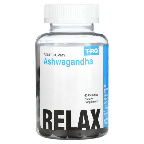 T-RQ, Ашваганда, жевательные мармеладки для взрослых, малина, 60 жевательных таблеток
