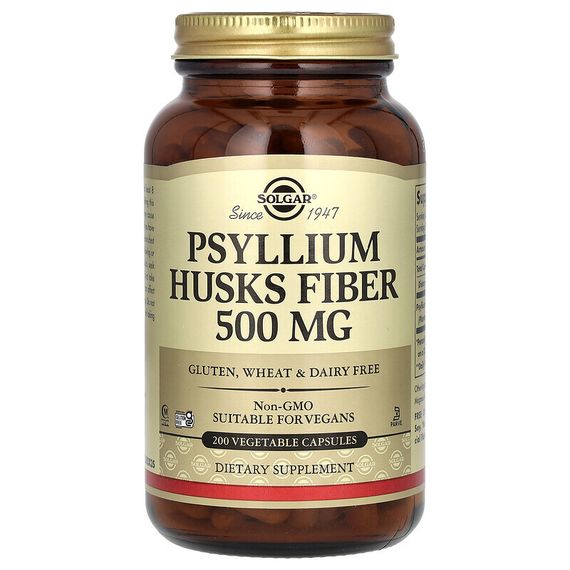 Solgar, Psyllium Husks Fiber, 500 mg, 200 Vegetable Capsules