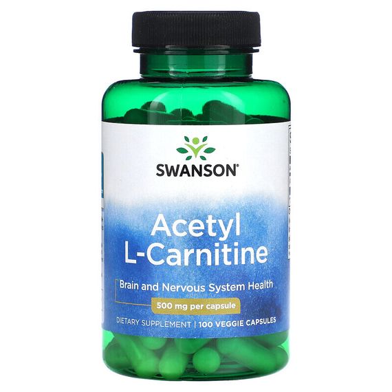 Swanson, Ацетил L-карнитин, 500 мг, 100 растительных капсул