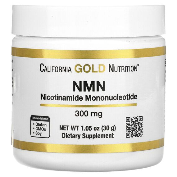 California Gold Nutrition, NMN в порошке, 300 мг, 30 г (1,05 унции)