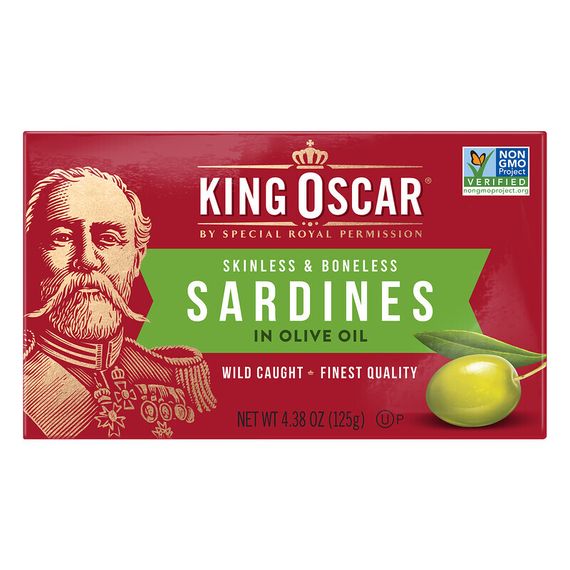 King Oscar, Сардины без кожи и без костей в оливковом масле, 125 г (4,38 унции)