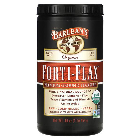 Barlean&#39;s, Органический Forti-Flax, молотое льняное семя высшего качества, 16 унций (454 г)