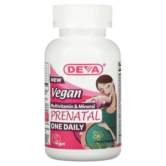 Deva, Vegan Prenatal Multivitamin &amp; Mineral, One Daily, 90 Coated Tablets