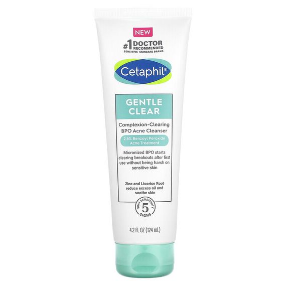 Cetaphil, Gentle Clear, очищающее средство от акне с БПО, 124 мл (4,2 жидк. Унции)