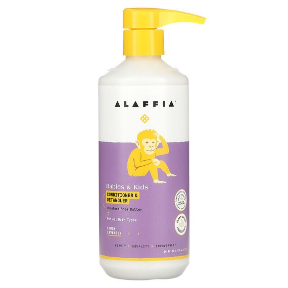 Alaffia, Кондиционер и средство для расчесывания волос для младенцев, лимон и лаванда, 473 мл (16 жидк. Унций)