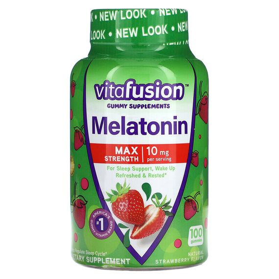 VitaFusion, Мелатонин максимальной силы действия, натуральный клубничный ароматизатор, 5 мг, 100 жевательных таблеток