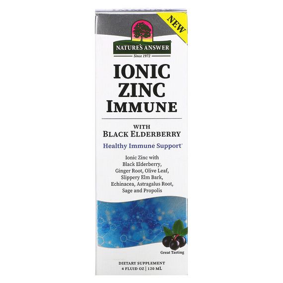 Nature&#39;s Answer, Ionic Zinc Immune с черной бузиной, 120 мл (4 жидк. Унции)
