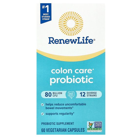 Renew Life, Ultimate Flora Colon Care Probiotic, 80 млрд КОЕ, 60 вегетарианских капсул