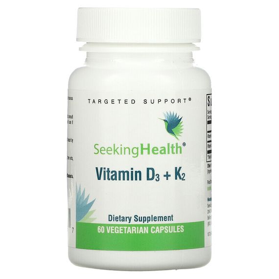 Seeking Health, Витамин D3 + K2, 60 вегетарианских капсул