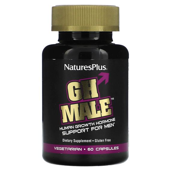 NaturesPlus, GH Male, поддержка гормонов роста человека для мужчин, 60 вегетарианских капсул