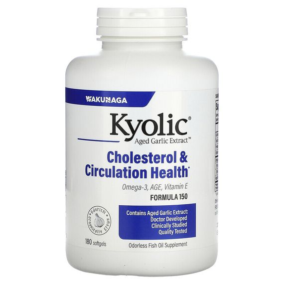 Kyolic, Aged Garlic Extract, выдержанный экстракт чеснока, улучшение холестеринового баланса и кровообращения, 180 капсул