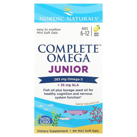 Nordic Naturals, Complete Omega, омега для детей от 6 до 12 лет, со вкусом лимона, 90 мини-капсул