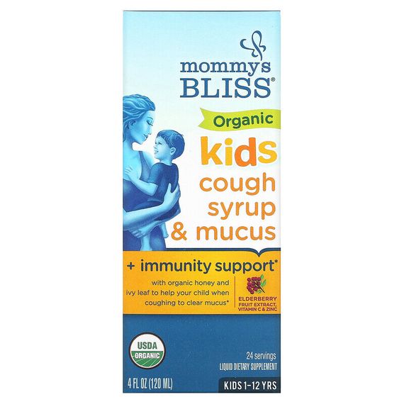 Mommy&#39;s Bliss, органический сироп от кашля для детей, укрепление иммунитета, для детей от 1 до 12 лет, 120 мл (4 жидк. унции)