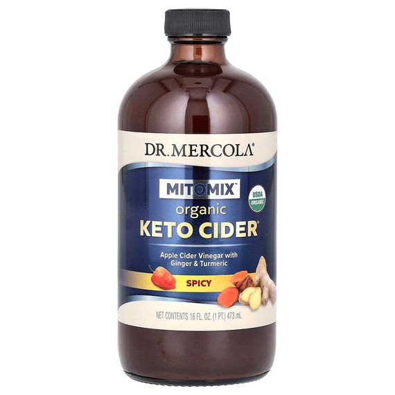 Dr. Mercola, органический яблочный кетоуксус, острый, 473 мл (16 унций)