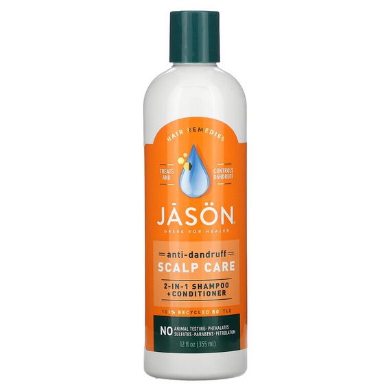 Jason Natural, лечебно-профилактический шампунь и кондиционер «2 в 1» для защиты кожи головы от перхоти, 355 мл (12 жидк. унций)