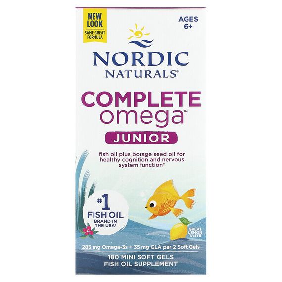 Nordic Naturals, Complete Omega Junior, для детей от 6 до 12 лет, лимон, 180 мини-капсул