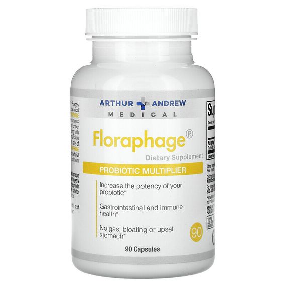 Arthur Andrew Medical, Floraphage, мультипликатор пробиотиков, 90 капсул