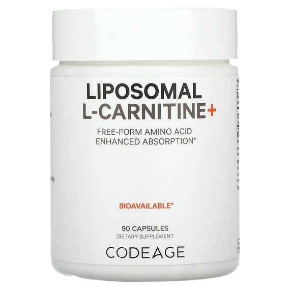 Codeage, липосомальный L-карнитин+, аминокислота в свободной форме, улучшенное усвоение, 90 капсул
