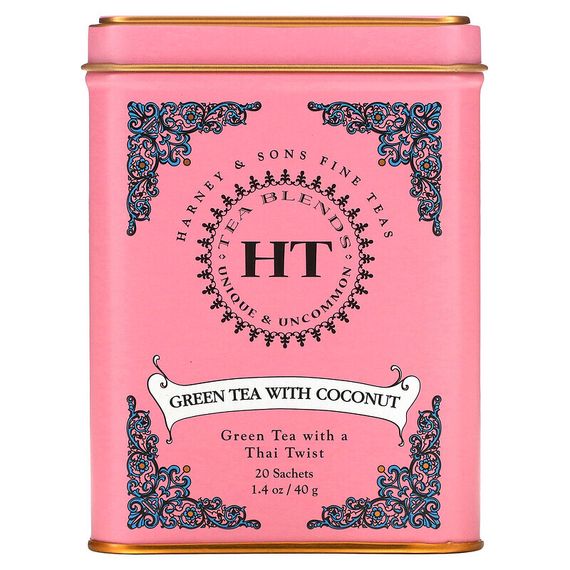 Harney &amp; Sons, HT Tea Blend, зеленый чай с кокосом, 20 чайных пакетиков, 40 г (1,4 унции)