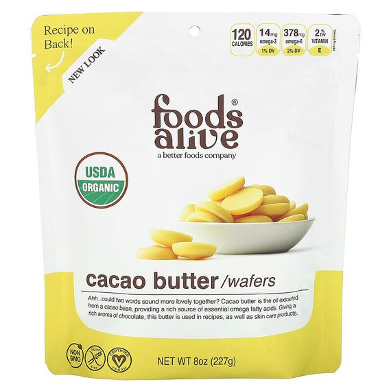 Foods Alive, органический суперфуд, какао-масло в дропсах, 227 г (8 унций)