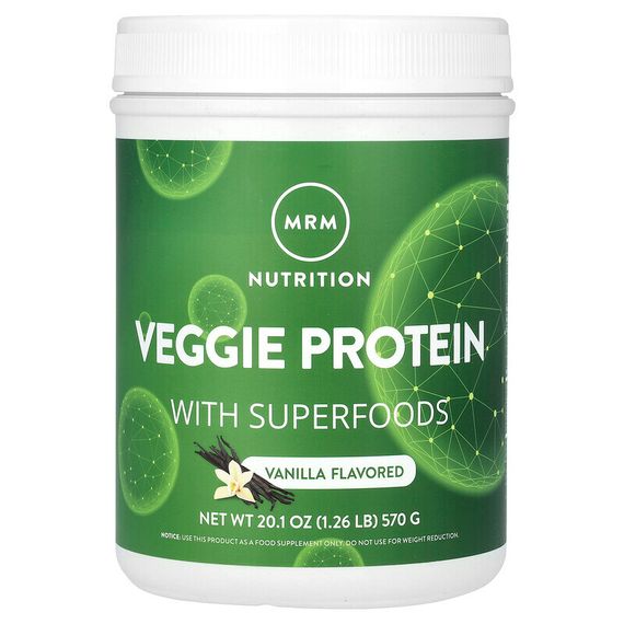 MRM Nutrition, растительный протеин с суперфудами, со вкусом ванили, 570 г (1,26 фунта)