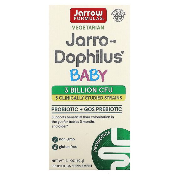 Jarrow Formulas, Jarro-Dophilus Baby, детский пробиотик, от 3 месяцев до 4 лет, 3 млрд живых бактерий, 60 г (2,1 унции)