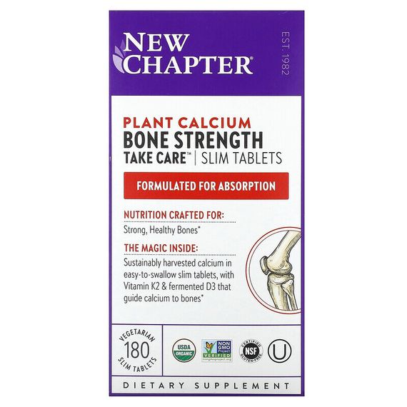 New Chapter, Plant Calcium, Bone Strength Take Care, 180 вегетарианских таблеток