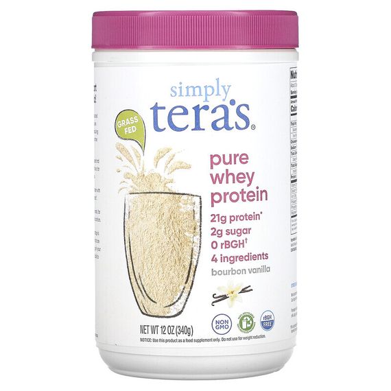 Simply Tera&#39;s, Grass Fed, Simply Pure Whey Protein, бурбонская ваниль, 340 г (12 унций)