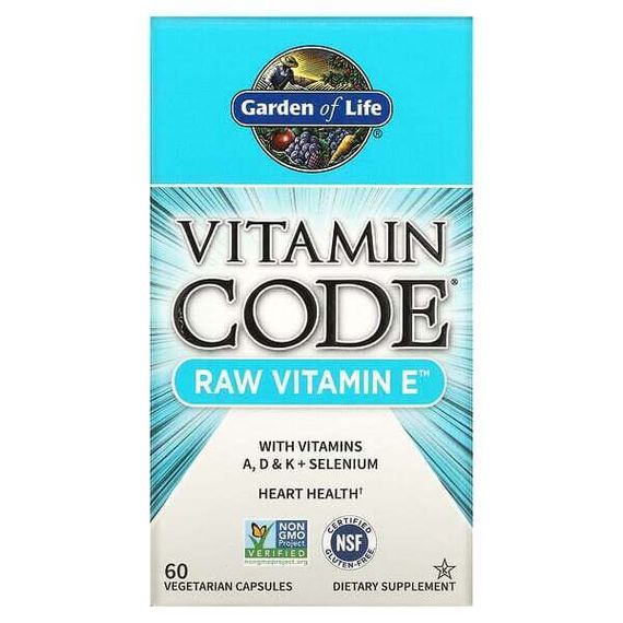 Garden of Life, Vitamin Code®, сырой витамин E, 60 растительных капсул