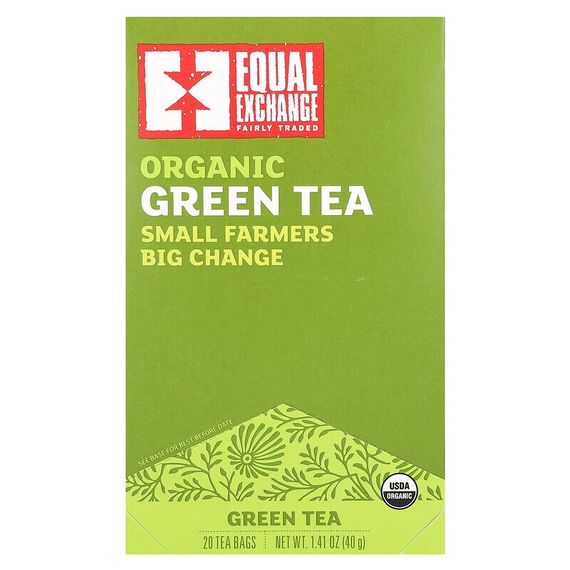 Equal Exchange, Органический зеленый чай, 20 чайных пакетиков, 40 г (1,41 унции)