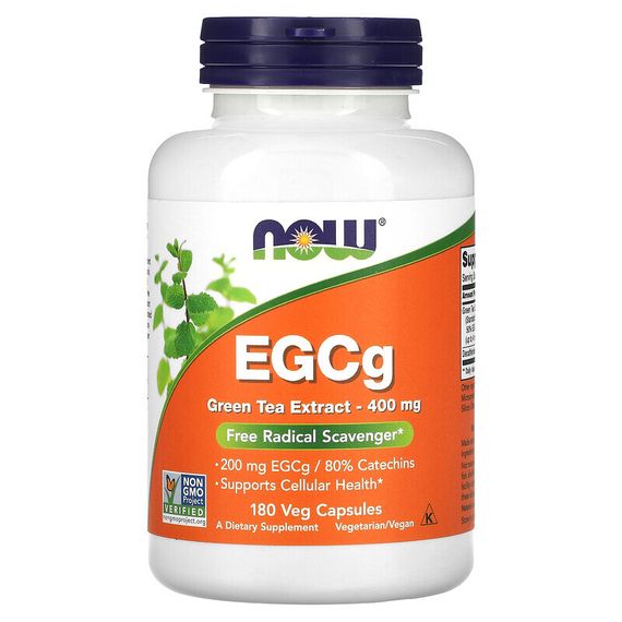 NOW Foods, EGCg, экстракт зеленого чая, 400 мг, 180 растительных капсул
