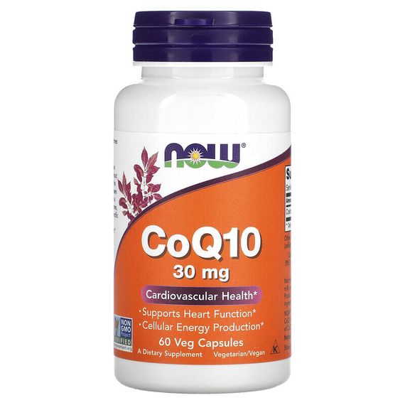 NOW Foods, коэнзим Q10, 30 мг, 60 вегетарианских капсул