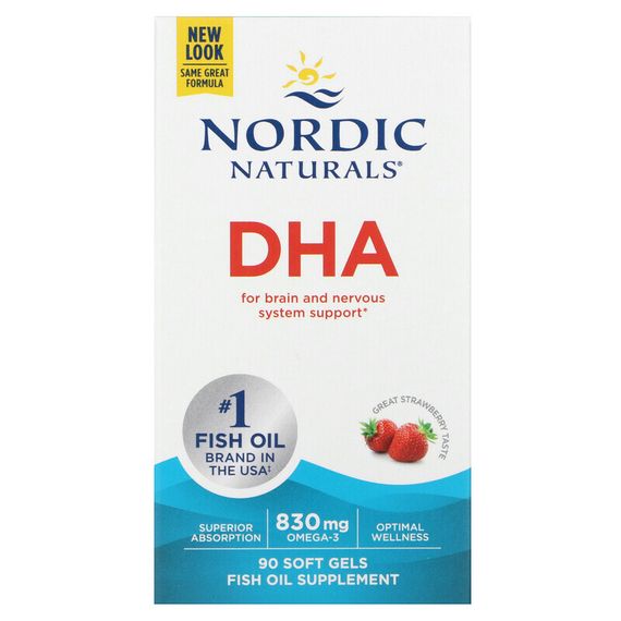 Nordic Naturals, ДГК, клубничный вкус, 90 мягких таблеток