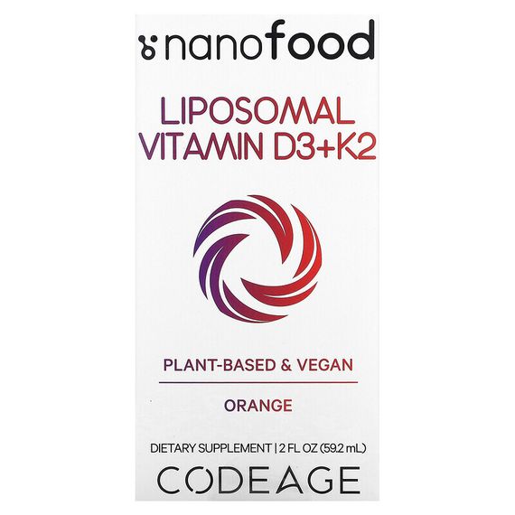 Codeage, Липосомальные витамины D3 и K2, апельсин, 59,2 мл (2 жидк. Унции)